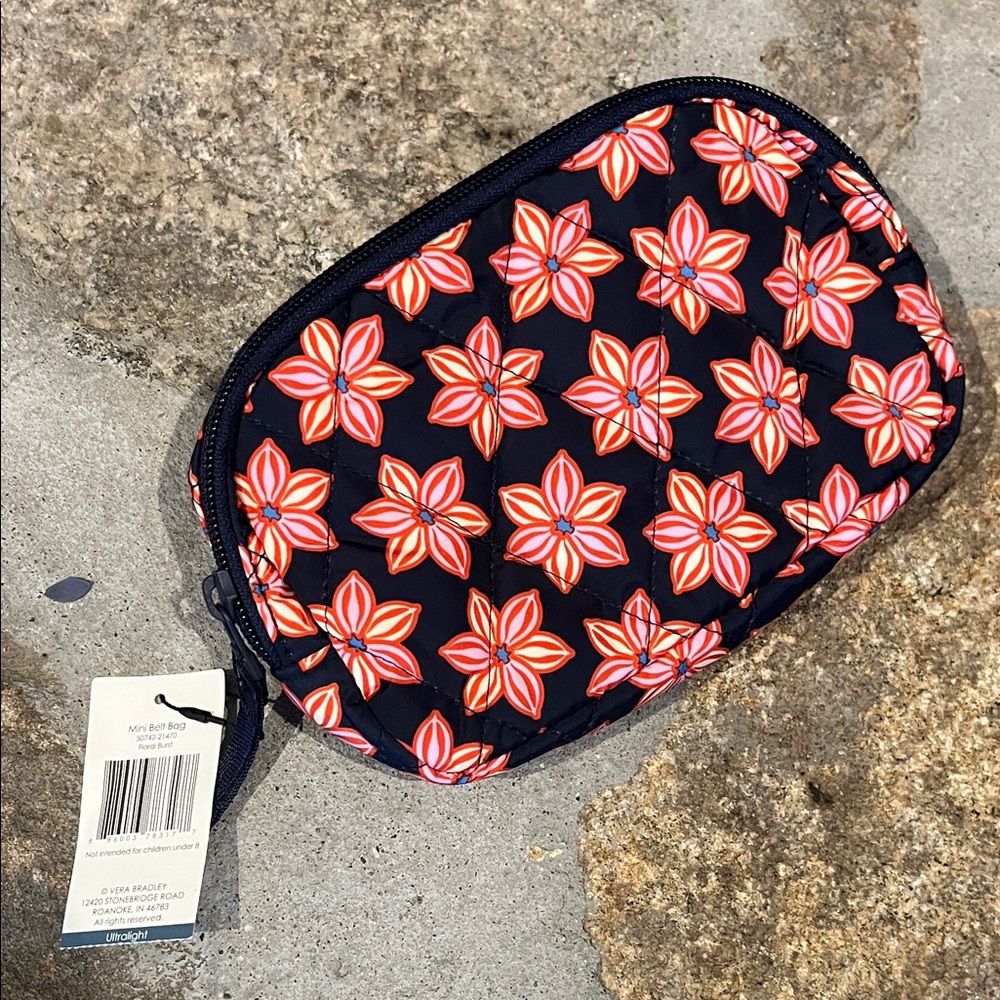 Vera Bradley Navy and Red Floral Pouch Mini Belt Bag